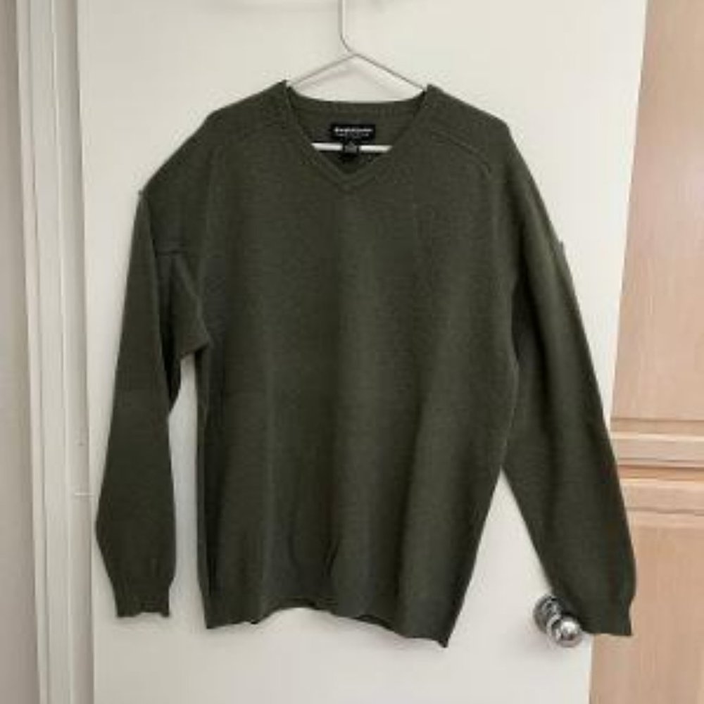Joseph & Lyman Mens Swtr 100% Cashmere Loden Green Large Long Sleeve